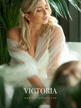 White bridal set with tulle oversized maxi robe