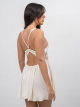 Buttermilk babydoll with lace and cross-back