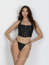 Black Backless Crop Corset