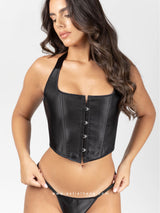 Black backless crop corset