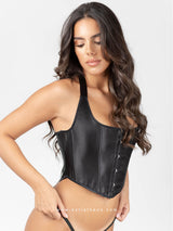 Black backless crop corset
