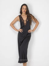 Black nightdress with lace bust