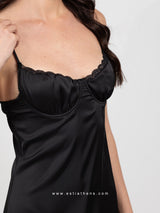 Black nightdress with lace bust