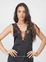 Black nightdress with lace bust