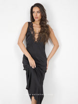 Black nightdress with lace bust