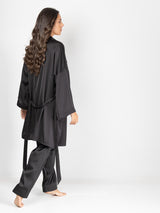 Black Satin Pajama Set