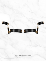 Black Leather Garters with Handcuffs