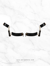 Black Leather Garters with Handcuffs