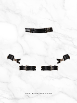 Faux Leather Harness with Garter and Handcuffs