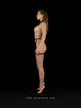 Black Leather Harness Set with Gold Bodychains