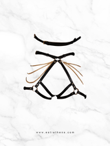 Black Leather Harness Set with Gold Bodychains