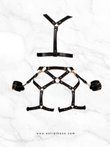 Black leather set with garters