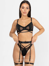 Black Lingerie Set with See-through Details
