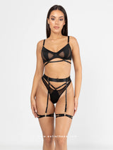 Black Lingerie Set with See-through Details