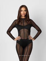 Black see-through full bodystocking