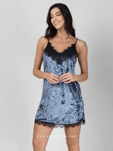 Blue lace velour nightwear set