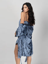 Blue lace velour nightwear set