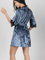 Blue lace velour nightwear set