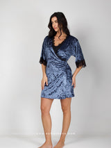 Blue lace velour nightwear set