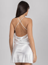 Bridal White Satin Nightwear Set with Lace Robe