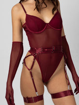 Burgundy Bodysuit with Garters