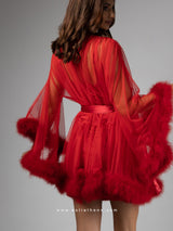 VICTORIA RED TULLE SHORT