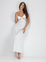 White bridal satin set with lace and robe with belt