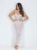 White lace see through nightdress with adjustable straps