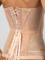 Nude strapless corset with lace and mesh