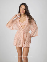 Peach lace lingerie set