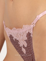 Pink lingerie set with lace