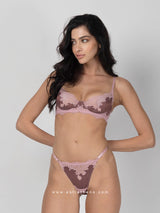 Pink lingerie set with lace