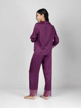 Purple Lace Satin Pajama Set