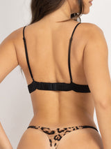 Satin animal print lingerie set with v-string