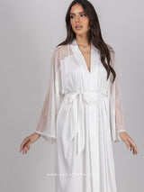 White bridal robe set with long nightdress