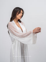 White bridal robe set with long nightdress