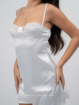 White Satin Nightdress with Lace