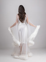 White bridal set with tulle oversized maxi robe