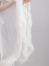 White bridal set with tulle oversized maxi robe