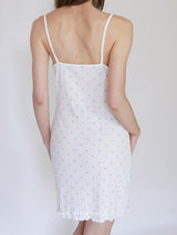 White pointelle pajama set with blue hearts