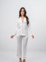 White Pajama Set with Rhinestones