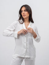 White Pajama Set with Rhinestones