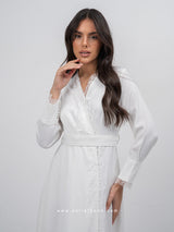 Bridal white lace robe dress with an open back