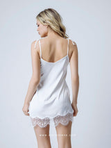 White satin bridal nightdress with lace