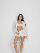 White set pajamas with shorts