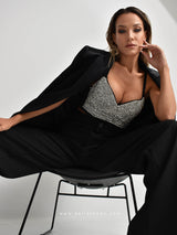 Black Bustier with Rhinestone