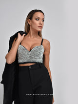 Black Bustier with Rhinestone