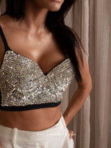 Black Bustier with Rhinestone