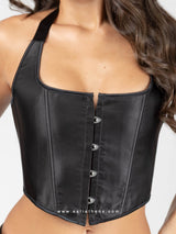 Black backless crop corset 