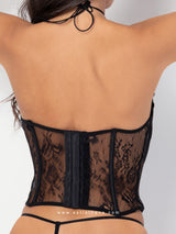 Black lace lingerie set with halter neckline